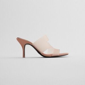 Zara Light Pink Heeled Vinyl Heeled Sandal